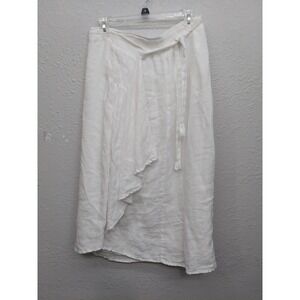 Wayan Linen Wrap skirt Womens Small Lined Beach Coastal Flowy Tie Boho Resort